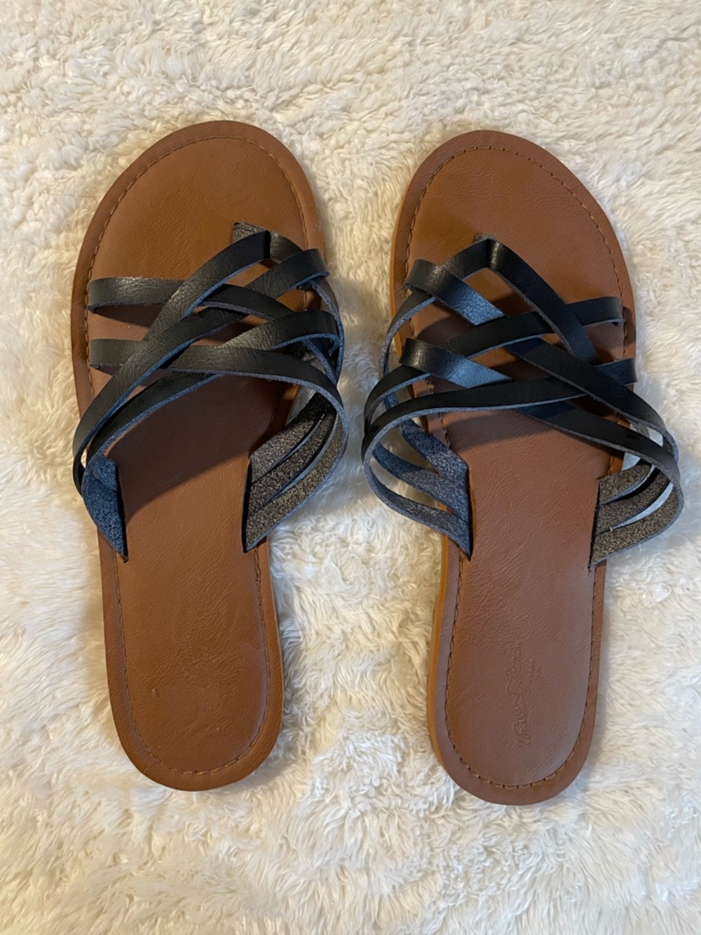 Target Brown Footbed Sandals with Black Straps